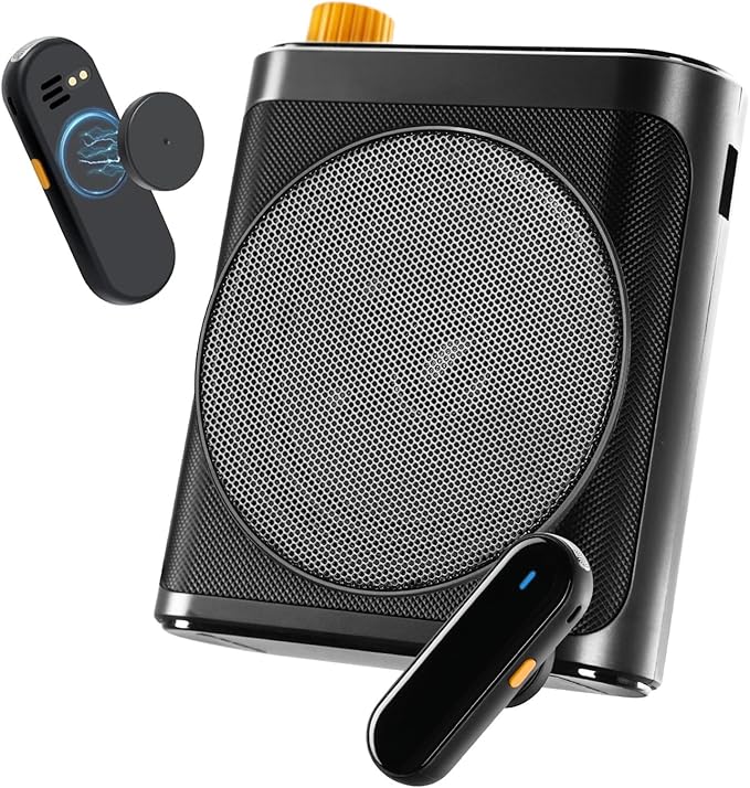 Tearstone Voice Amplifier for Teachers with Bluetooth, Dual Magnetic Mics | Portable Rechargeable Speaker with Clip-On Lapel Microphones for Classroom, Tour Guide, Public Speaking, Training (Black) by Home