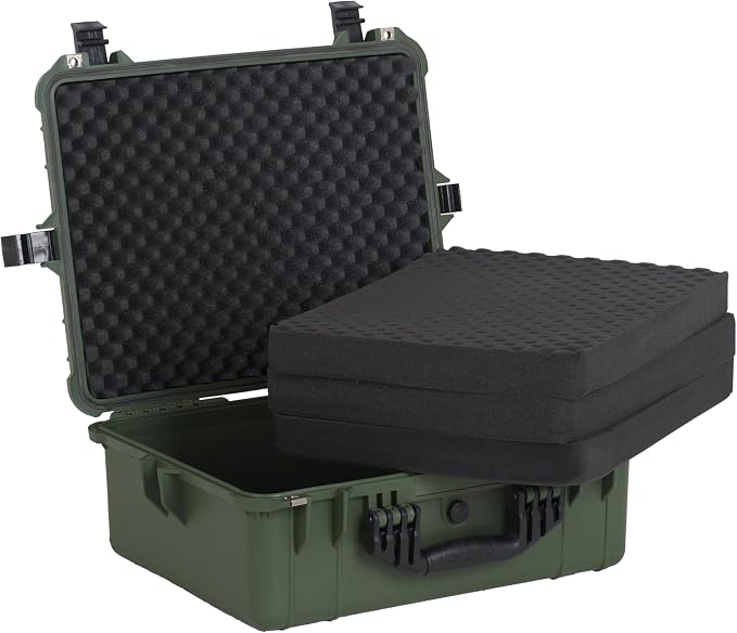 MEIJIA All Weather IP67 Waterproof Hard Camera Case,Hard Protective Case,Hard Case with Customizable Foam,Fit Use of Drones,Camera,Equipments,Pistols(Green,20.62 x16.85x8.11inches) - Image 2
