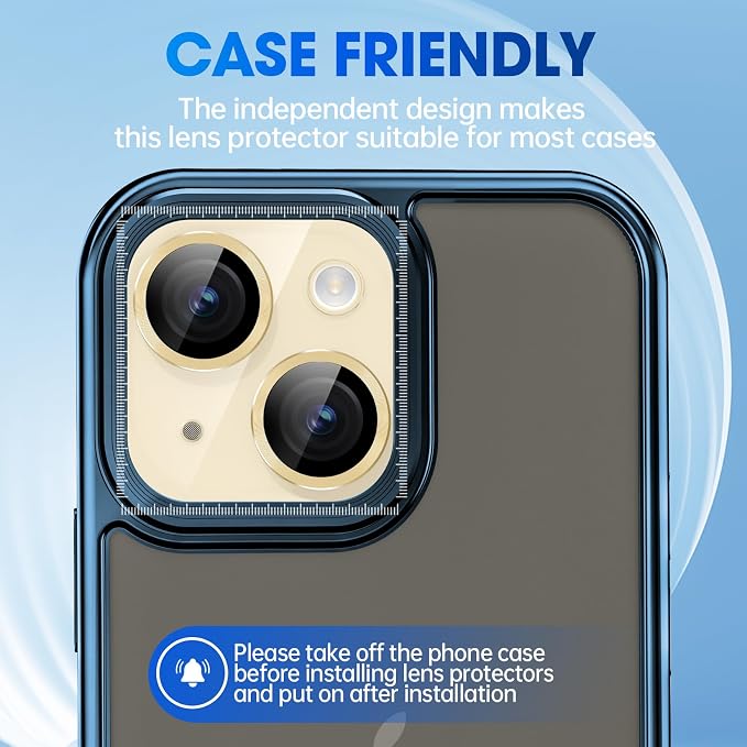 for iPhone 15/iPhone 15 Plus Camera Lens Protector Cover, Yellow | Individual Metal, 9H Hardness, Scratch Resistant, Shockproof, Drop Protection, Case Friendly, Stylish Accessories - Image 5