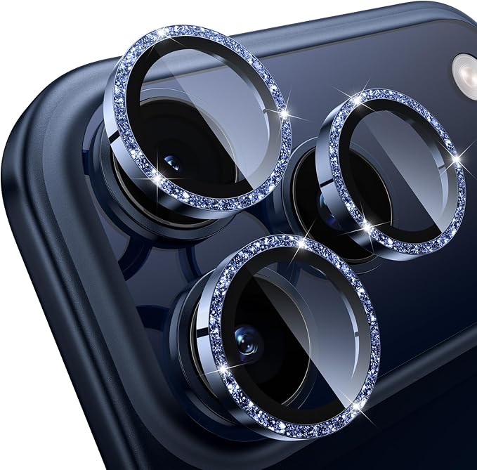 WSKEN for iPhone 17 Pro/iPhone 17 Pro Max Camera Lens Protector | Original Shooting Mode, Individual Metal Cover Film, Shatterproof HD Tempered Glass Camera Screen Protector, Glitter Blue by SmartProtectionGreenerFuture