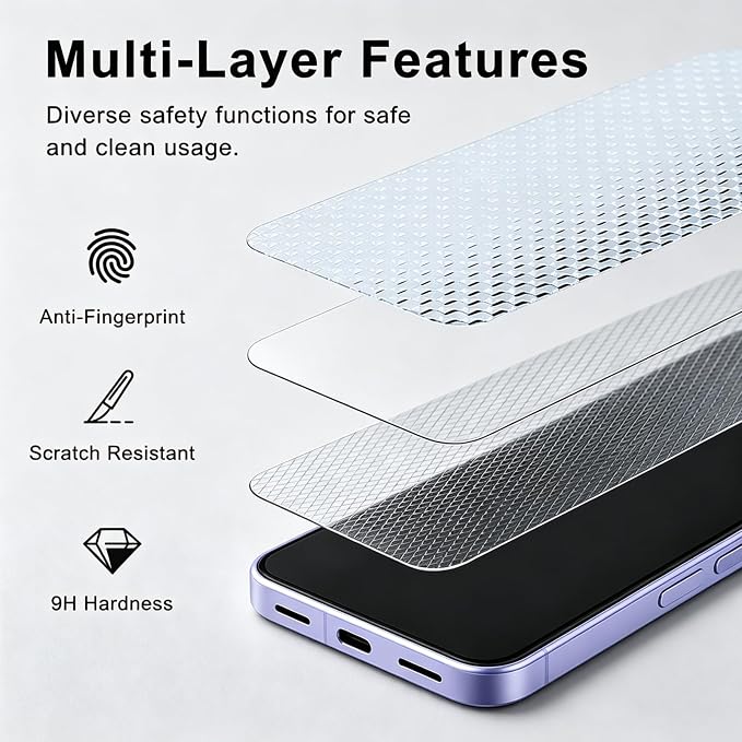 3 Pack Screen Protector for Google Pixel 9a Tempered Glass | Supports Ultrasonic Fingerprint Unlocking, Featuring Anti-Scratch 9H Hardness & Easy Alignment Kit - Image 8