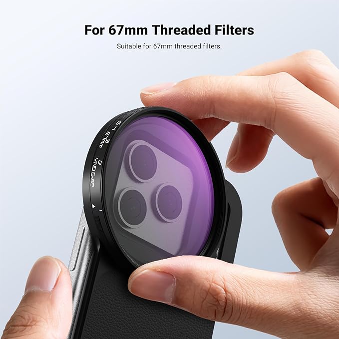 NEEWER 6.9" Magnetic Phone Lens Filter Mount Adapter Backplate Accessories with 67mm Variable Neutral Density Filter (ND 2-32) Compatible with MagSafe iPhone 12/13/14/15/16/17 Pro Max & 14/15/16 Plus - Image 5