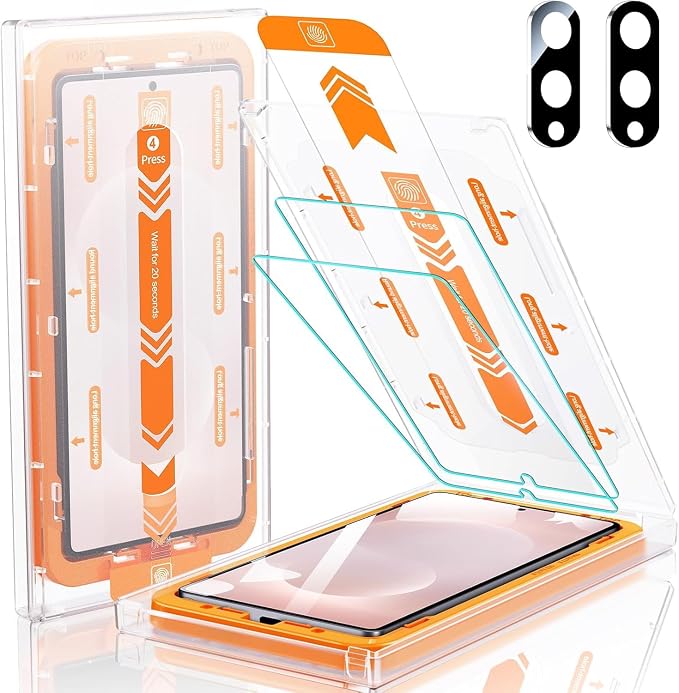 MRGLAS 2 Packs for Samsung Galaxy S25 Edge Screen Protector 6.7'' | With 2 Packs Camera Lens Protector [Auto-Dust Removal] [100% Fingerprint Unlock] HD 9H Tempered Glass 10X Military Protection by MRGLAS