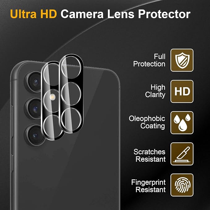3 Pack Camera Lens Protector for Samsung Galaxy S23 Fe | Tempered Glass,Anti-Fingerprint,9H Hardness,Scratch Resistant,Easy to Install,Bubble Free,HD Clarity - Image 5