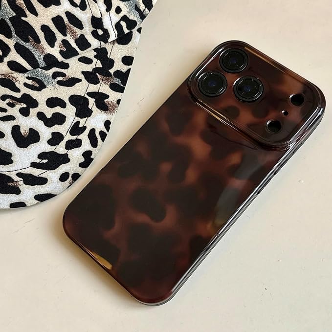 Aesthetic Tortoise Shell Phone Case for iPhone 17 Pro Max 6.9in,Retro Cool Girl Leopard Print Brown Amber Trendy Full Camera Protective Cover for iPhone 17promax 6.9" - Image 3