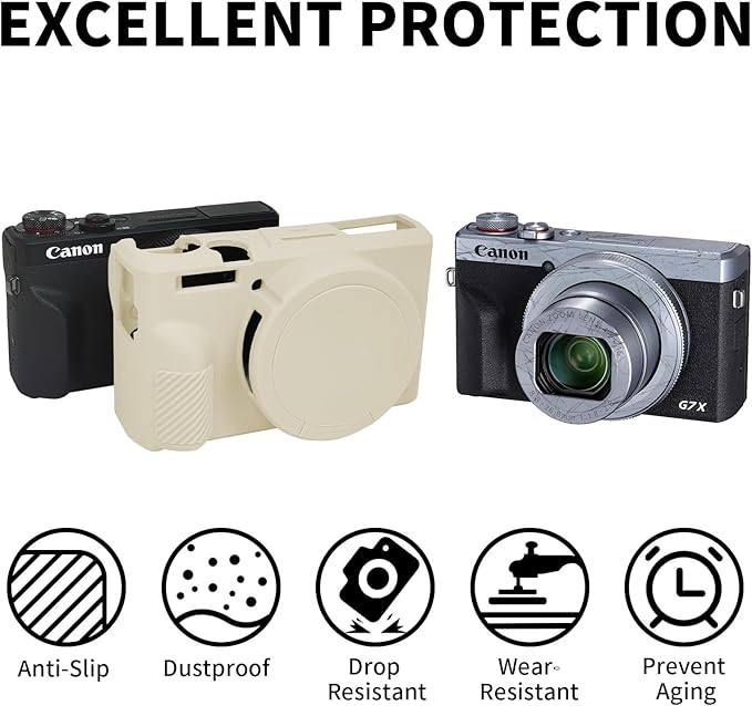 Easy Hood Camera Case Cover for Canon Powershot G7X Mark III Camera(Beige) | With Removable Lens Cover,Soft Silicone Protective Case,Anti-Scratch,Slim Fit,Enhanced Grip,Lightweight Camera Accessories - Image 2