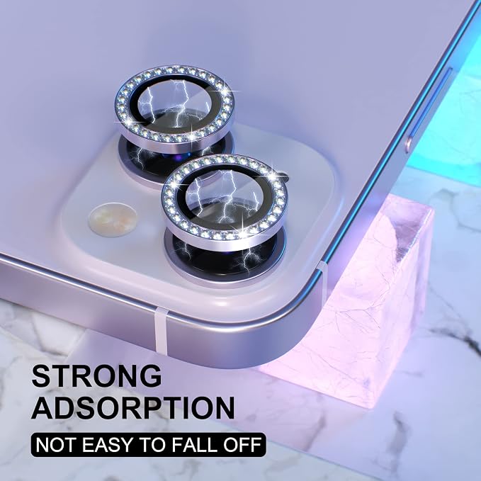 Choiche for iPhone 14/14 Plus Camera Lens Protector Bling, Diamond-Purple | Ultra HD, 9H Tempered Glass Camera Cover Screen Protector Metal Individual Ring Decoration Accessories, 2-Lens, 6.1/6.7-inch - Image 6