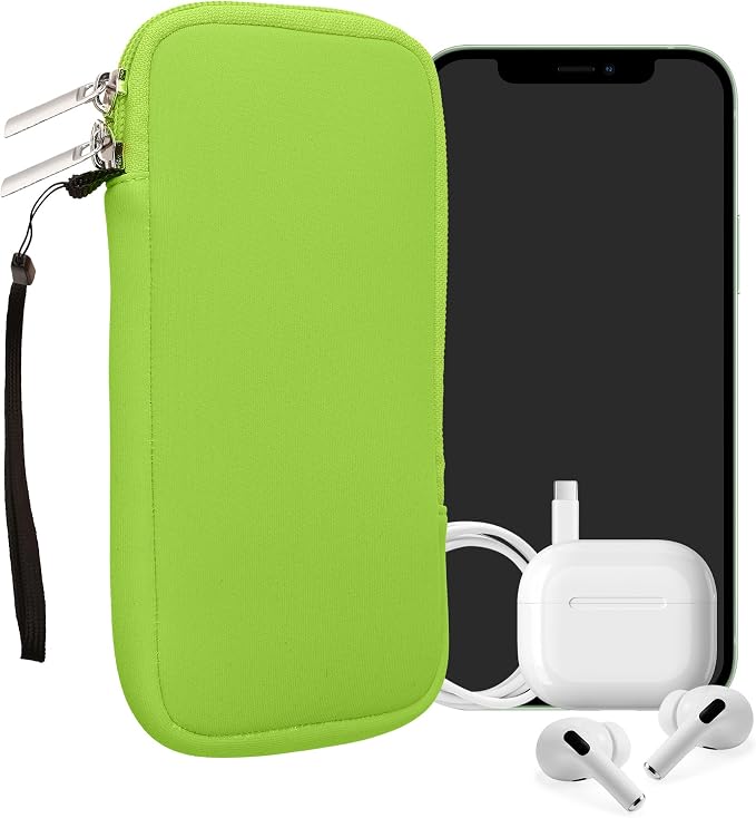 kwmobile Universal Phone Pouch Size XXL - 7" - Neoprene Smartphone Pouch with Zip - Water-Repellent Mobile Phone Case - Sleeve in Neon Green by kwmobile