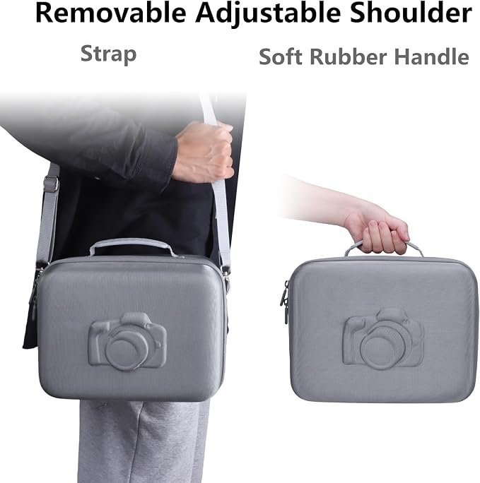 Medium Camera Case Bag for Canon/Sony/Nikon Camera and Multiple Lens Gray | Hard Travel Carrying Case Bag for Canon/Sony/Nikon DSLR SLR Mirrorless Camera and Multiple Lens with 3 Dividers - Image 4