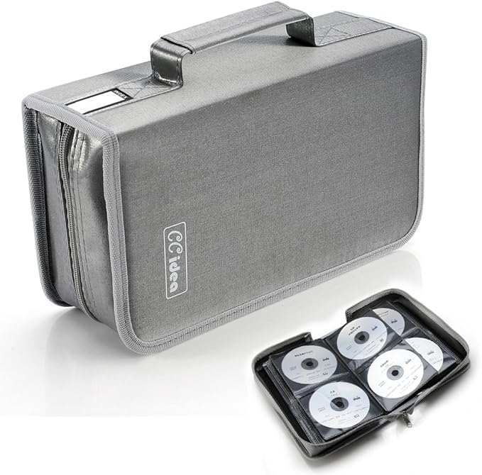 CCidea CD Case DVD Storage Holder, 128 Capacity DVD Cases Organizer CD Plastic Protective Carrying Binder,Portable Cd Wallet for Home Travel (Gray) by CCidea