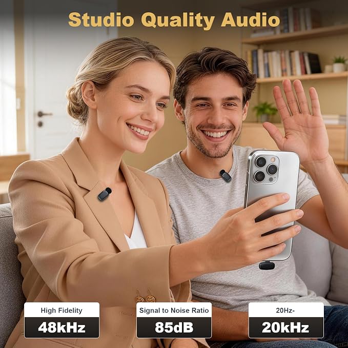 Wireless Lavalier Mini Microphone for iPhone ipad Android | 30H Long Battery Life, Noise Cancellation, Plug & Play for Vlogging, Video Recording, Podcast, YouTube, TikTok - Image 7