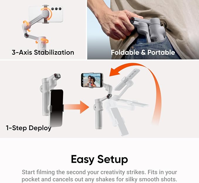 Insta360 Flow 2 Plus AI Tracker Bundle Grey - Foldable Phone Gimbal, AI Tracking with Any App, Multi-Person Tracking, Built-in Tripod/Selfie Stick, Remote Control, Smartphone Stabilizer, Travel - Image 7