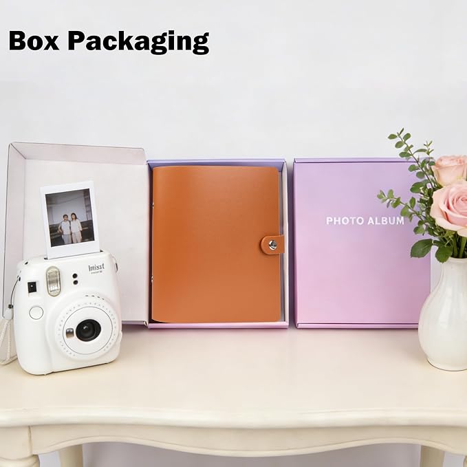 Ruibytree 320 Pockets Album for Instax Mini & Polaroid 2x3" Pictures, Brown | Gift-Ready Packaging, PU Leather Cover, Acid-Free Pages, Side-Loading Clear Pockets, Durable Binding, Easy Photo Viewing - Image 2