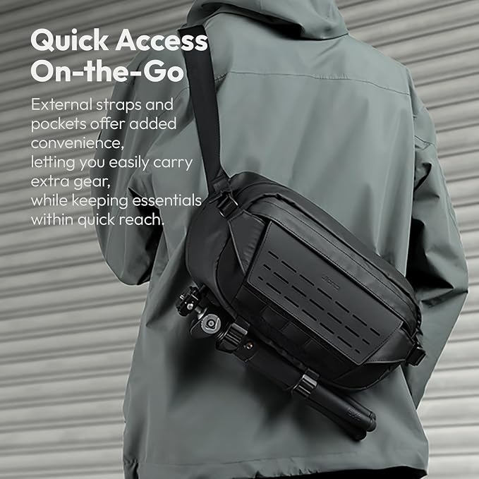 ULANZI 9L Camera Sling Bag, Water-Resistant Camera Case with Tripod Holder | DSLR/SLR/Mirrorless Camera Bags Crossbody for Photographers Video Photo Live Pov Vlog Photography Accessories- Black - Image 7