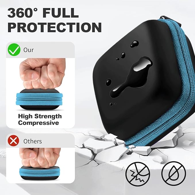 Square Earbud Case Portable EVA Carrying Case Storage Bag Cell Phone Accessories Organizer with Carabiner for Earphone, Earbud, Earpieces, SD Memory Card, Camera Chips, Tech Pouch, Blue1 - Image 2