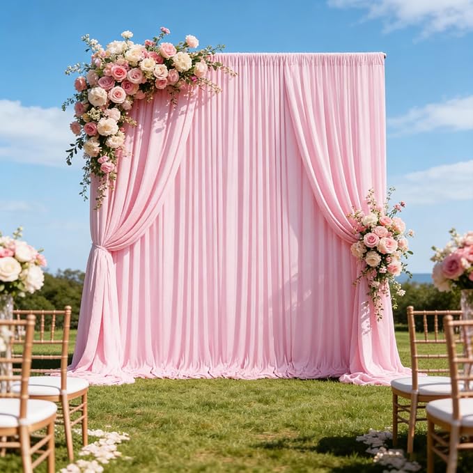 10ft x 10ft Light Pink Backdrop Curtains for Parties, Polyester Fabric Backdrop Drapes with Rod Pockets for Weddings, Birthday, Photography, Mother's Day, Graduation Party Background Curtain, 2 Panels - Image 6