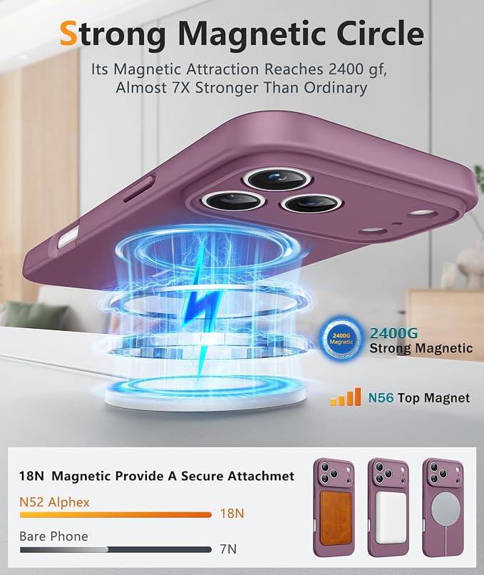 FNTCASE for iPhone 17 Pro Max Case, Fit for Magsafe, Screen Protector | Full Camera Protection, Integrated Silicone, 14FT Military Grade Drop Proof, Shockproof Protective Phone Cover, Full Purple - Image 3