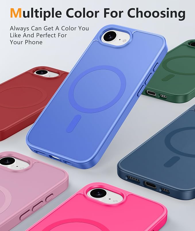 FNTCASE for iPhone 17e/ iPhone 16e Case, Fit for Magsafe, Screen Protector | Matte Magnetic Back, 14FT Military Grade Drop Protection, Shockproof Protective Phone Cover, Full Ultramarine - Image 4
