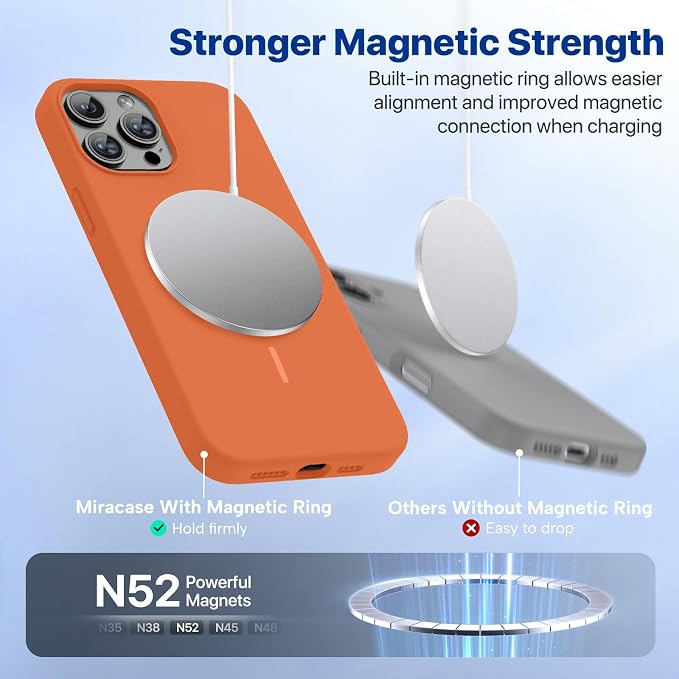 Miracase Silicone & Magnetic for iPhone 12 Pro Max Case, Orange | Compatible with MagSafe, Soft Microfiber Lining, Premium Silicone Case Shockproof Drop Protection Phone Case for 12 Pro Max - Image 7