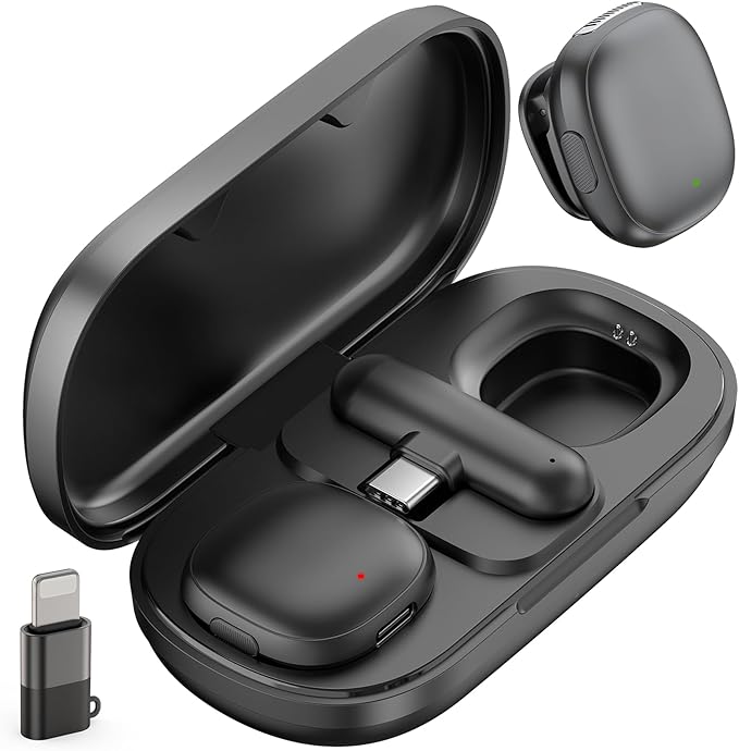 NPTCL Mini Wireless Lavalier Microphone USB C for iPhone 17/16/15, Android | Ai Noise Cancelling Clip on Lapel Mic, 35 Hour Charging Case, 328Ft Transimission for Video Recording Vlog Tiktok YouTube by NPTCL