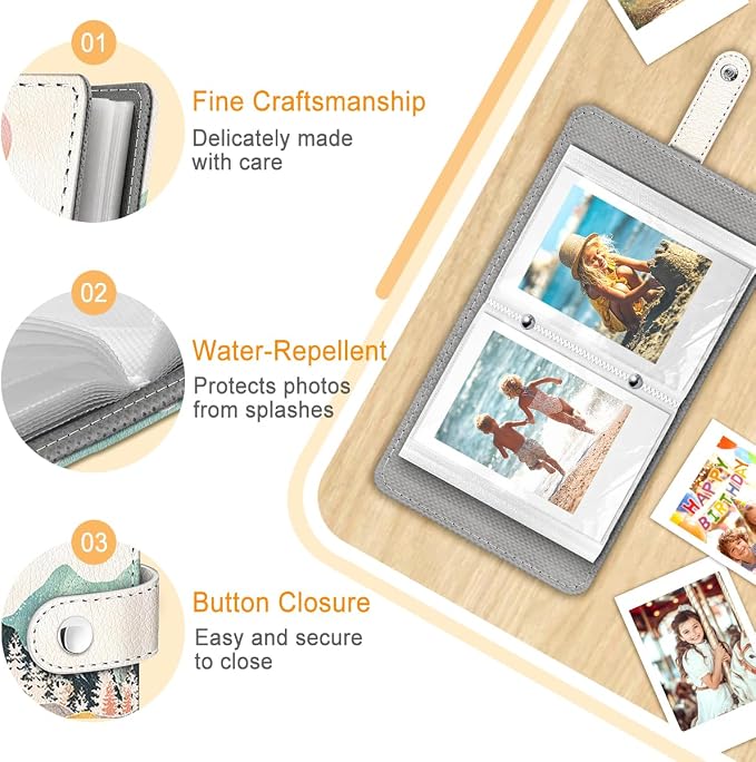 Boho Landscape Small Photos Album for 2x3 Inch Films, 56 Pockets | Mini Cute Picture Book, Wallet Size, for Polaroid Fujifilm Instax Mini Instant Camera Printer, Kpop Photocard Binders Holders - Image 4
