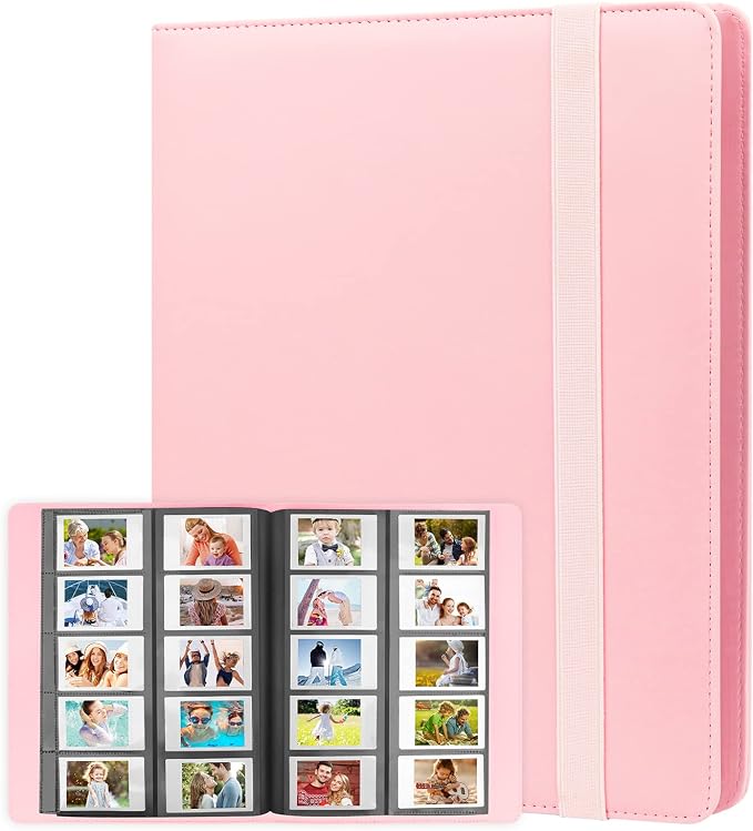 Veicevol 400-Pocket 2x3 Photo Album for Instax Mini and Polaroid, Pink | PU Leather Cover Keeps, Fits Instax Mini and Polaroid 2x3 Photos, Protects Travel, Wedding and Family Memories by VEICEVOL
