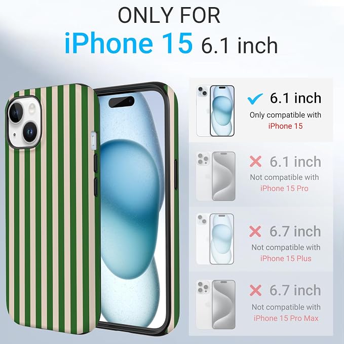 TPU Phone Case for iPhone 15, MagSafe Wireless Charging Compatible, Shockproof Slim Fit Protective Cover with Anti-Yellowing & Raised Camera Protection (Stripe 2, iPhone 15) - Image 2