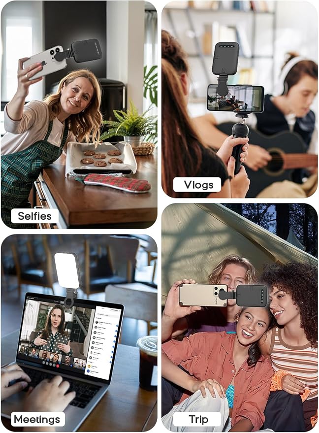 Selfie Light – Rechargeable Phone Light Clip with Digital Display, 3 Light Modes & 10 Brightness Levels for TikTok, Vlog, Makeup, Zoom - Image 5