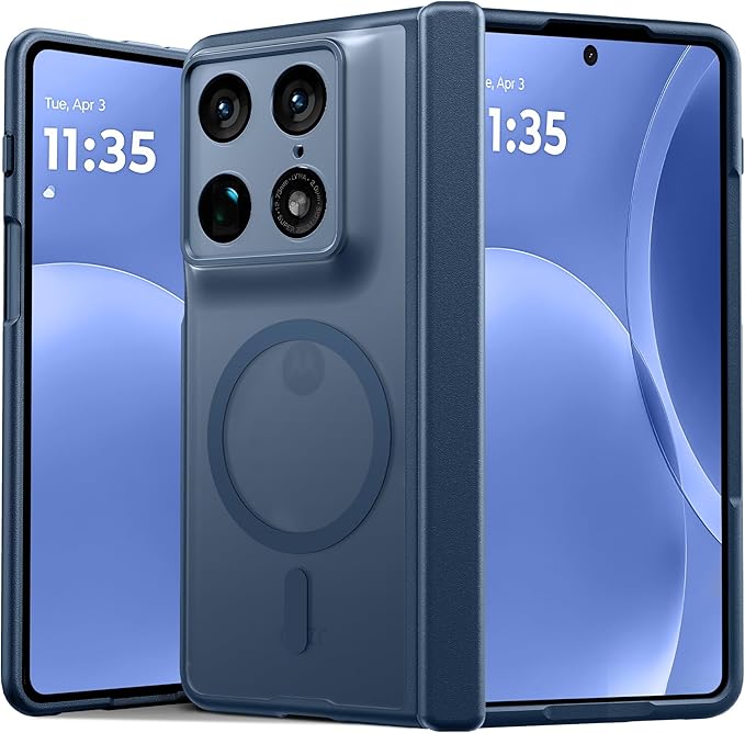 FNTCASE for Motorola Razr Fold Case, Fit for Magsafe, Hinge Protection Blue | Translucent Matte, 18FT Military Grade Drop Proof, Protective Phone Cover, Blue by FNTCASE