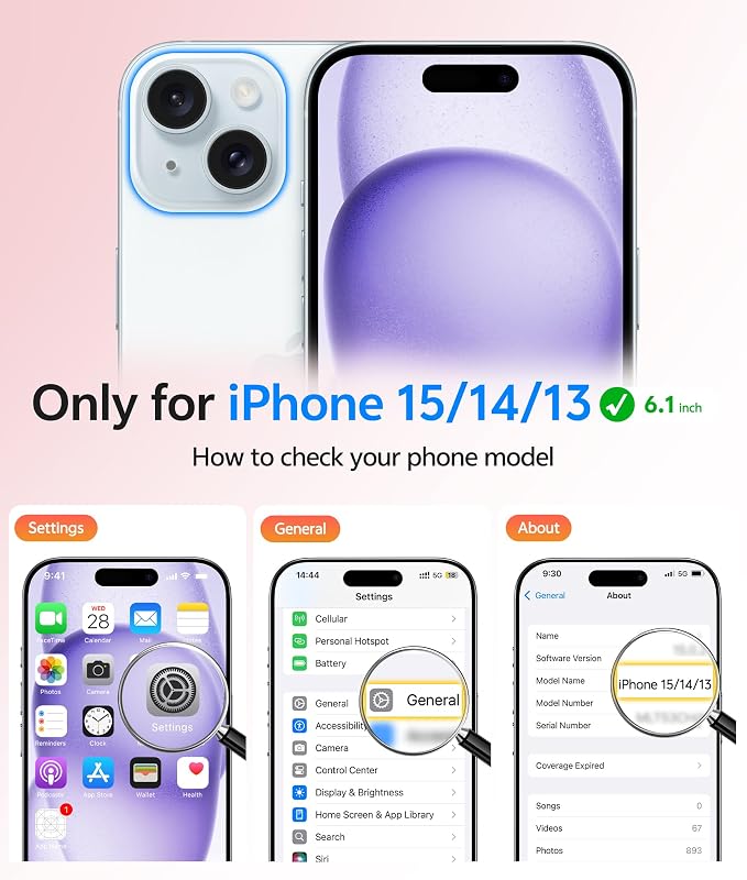 FNTCASE for iPhone 15/14/13 Case, Fit for Magsafe, Glass Screen Protector | Translucent Matte, Magnetic Phone Cases, 14FT Military Grade Drop Protection, Slim Shockproof Protective Cover, Light Purple - Image 2