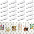 Jucoan 20 Pack White Metal Pegboard Accessories Clips for Photos, Pictures | Fit for 1/4" Oval Holes Pegboard, Pegboard Attachment Clips for Wall Office Kitchen Dorm Craft Room Display Organization by Jucoan