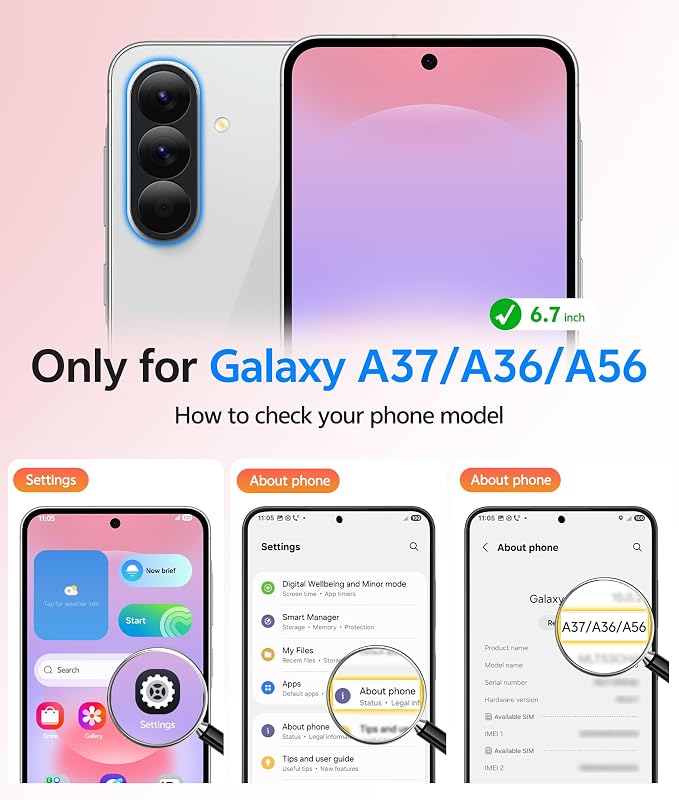 FNTCASE for Galaxy A37/A36 5G Phone Case, Fit for Magsafe, Screen Protector | Translucent Matte Magnetic Back, 14FT Military Grade Drop Protection, Shockproof Protective, for Samsung A37 Cover,Light Pink - Image 2