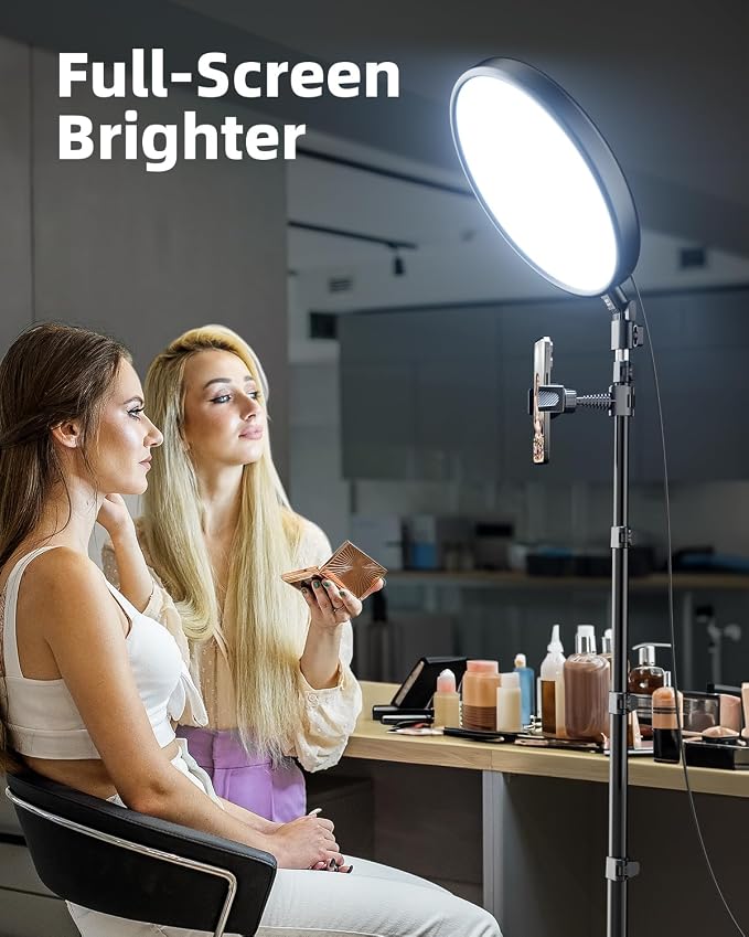 Large Ring Light with Stand, 72“ Tripod with Ring Light, 6500K Full-Screen Ringlight Tripod for iPhone with Phone Holder, Selfie Light for Makeup, Barber, Video Recording, Photography - Image 2