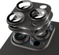 Compatible for iPhone 15 Pro/iPhone 15 Pro Max Camera Lens Protector [Full Coverage Metal] 9H Tempered Glass Screen Camera Cover Titanium Black+Black by KANOSAN