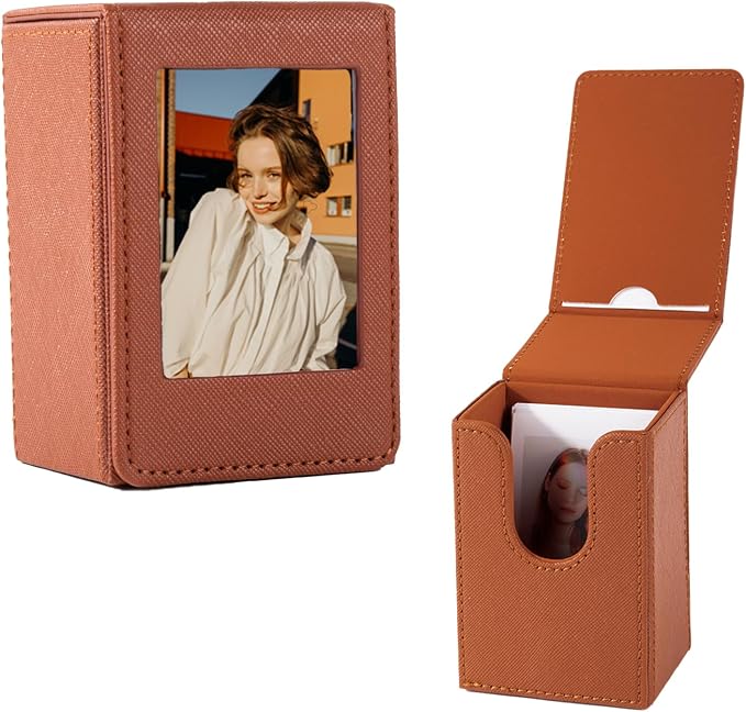2x3 Inch Photo Holder Compatible for Instax Mini EVO/Liplay/SE/12/11/13/41/40/99/90/9/8/7S Camera Films, 3 Inch Film Storage Box, Photo Case Accessories Can Hold 50 PCS Picture - Brown by HIYQIN