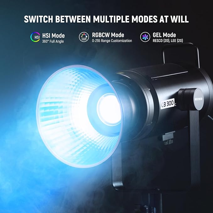 NEEWER CB 300C RGB LED Video Light with Reflector, 300W, APP/2.4G Control, 17 Scenes 29600Lux/1m 2500-7500K CRI97+/TLCI97+ Full Color Bowens COB Continuous Output Lighting Dimmable for Studio Filming - Image 5