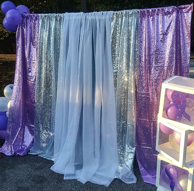 Poise3EHome Silver Sequin Backdrop Curtains,2ft x 8ft Sequin Photography Backdrop Curtain 2 Panels for Party Decoration - Image 7