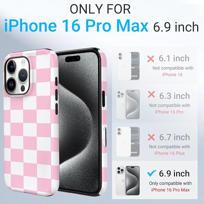 TPU Phone Case for iPhone 16 Pro Max, MagSafe Wireless Charging Compatible, Shockproof Slim Fit Protective Cover with Anti-Yellowing & Raised Camera Protection (Plaid 4, iPhone 16 Pro Max) - Image 2