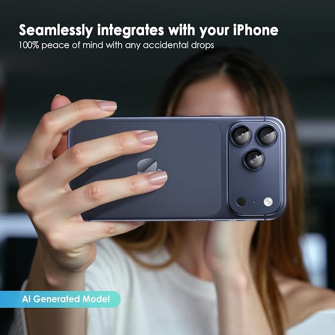Camera Lens Protector for iPhone 17 Pro & 17 Pro Max, Blue | AR+AF, 9H Tempered Glass, Individual Metal Ring, Anti Glare, Fall Protection, Camera Screen Cover - Image 7