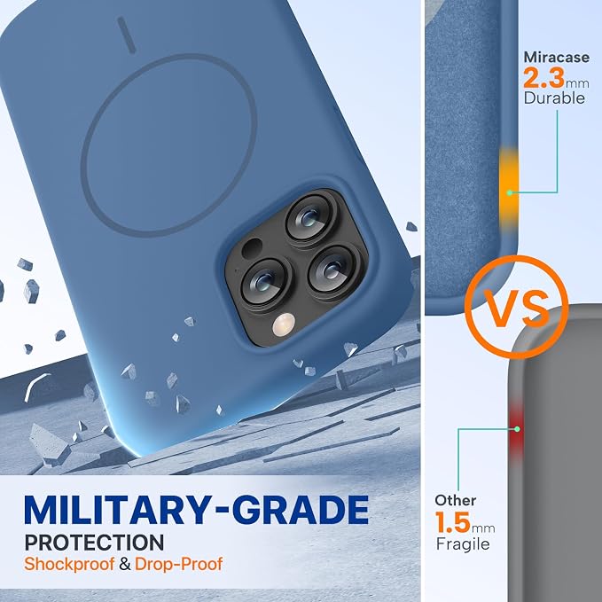 miracase Magnetic for iPhone 13 Pro Max Case, [Soft Anti-Scratch Microfiber Lining], Compatible with MagSafe, Liquid Silicone Shockproof Drop Protection Phone Case for 13 Pro Max, Glass Blue - Image 3