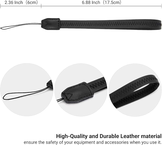 2PCS PU Camera Wrist Strap for Phone Digital Camera & More - Black & White | 9.25",PU Leather,Phone Lanyard Camera Hand Strap for PIXPRO FZ55 FZ45 EKTAR H35 H35N Snapic A1 Printomatic Mini Shot 3 - Image 9