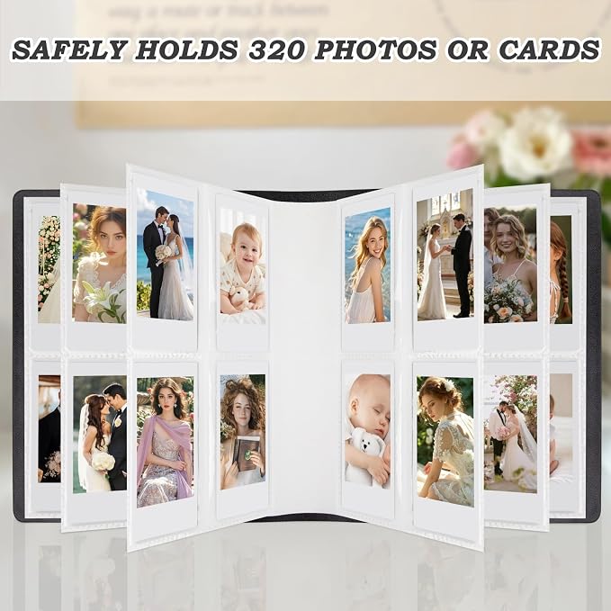 320-Pocket Photo Album for Polaroid 2x3" & Instax Mini Photos, Black | Gift-Ready Packaging, Beautiful Photo Book, Safely Keep Your Wedding-Anniversary-Birthday-Travel Memories or Mini Cards - Image 4