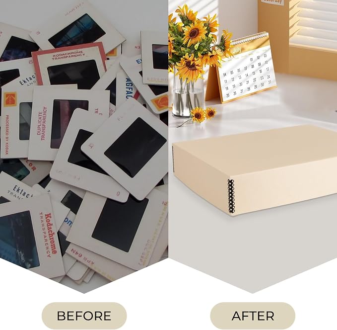 Golden State Art, Archival Slide Storage Box, Tan, 15.5"x11.5"x3" | Acid-Free Metal Edge Organizer With 6 Inner File Cases, Holds Up to 840 Films, For Storing Photos and Negatives - Image 7