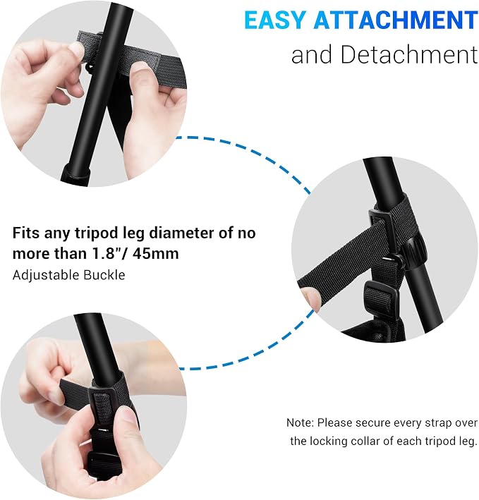 JJC Tripod Weights Stone Bag, Heavy Duty Weighted Sand Bags for Tripod Easel Light Stand Photography Astrophotography Paintings, Tripods Rock Bag with Adjustable Buckles & 9 Extra Pockets - Image 5