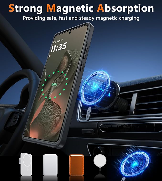FNTCASE for Motorola Edge 2025 Case, Fit for Magsafe, Magnetic Phone Cases | Translucent Matte Back, 14FT Military Grade Drop Protection, Slim Shockproof Protective Cover, Black - Image 4