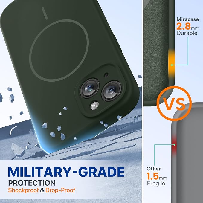 Miracase Silicone & Magnetic for iPhone 15 Plus Case, Dark Green | Compatible with MagSafe, Soft Microfiber Lining, Liquid Silicone Case Shockproof Drop Protection Phone Case for 15 Plus - Image 2