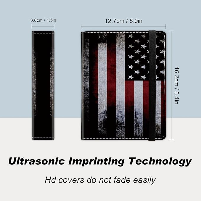 DEGDFSGR Small Photo Album 4x6 60 Pockets 120 Photos - Adventure Book Baby Photo Albums Photo Books for 4X6 Pictures Memory Book with Black Elastic Band for Photo Storage, Vintage American Flag - Image 2