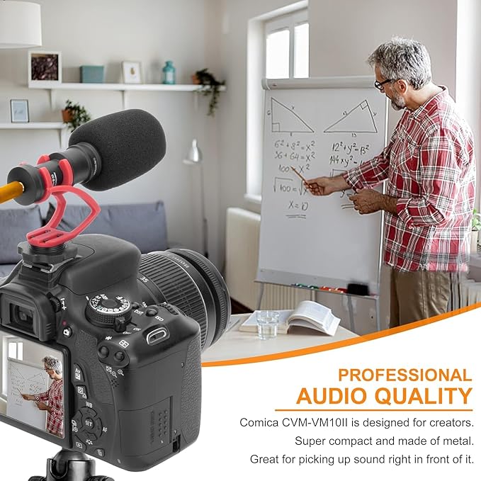 comica Camera Microphone, CVM-VM10II Directional Microphone Cardioid Shotgun Video Camcorder Microphone for Canon, Nikon, Fuji, Sony, Panasonic, Olympus DSLR Cameras, Smartphones (with Wind Muff) | Wind Muff, Condenser, Shotgun Video Microphone for Can... - Image 4