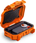 Evergreen Dry Box Tech Organizer – For Camera, Cables, Hard Drives, Memory Cards, Keys, Compatible with GoPro, Airtags (Small, Rubber Boot, Orange) by EvergreenCases
