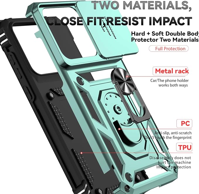 SunStory Compatible with Motorola Moto Edge 2026 Case with HD Screen Protector & Slide Camera Cover & Rotated Ring Kickstand, [Military-Grade] Phone Case for Moto Edge 2026,Green - Image 8